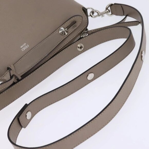 FENDI By The Way Hand Bag Leather 2way Beige Silver Auth hk2988 - Picture 7 of 16